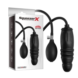 Надувний анальний затор чорного кольору Vscnovelty Squeezer-X Inflatable