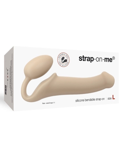 Страпон силиконовый гибкий безременой со стимуляцией клитора и точки G Strap-On-Me Flesh L - 3