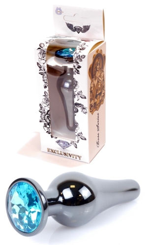 Анальная пробка серебристого цвета с кристаллом голубого цвета BOSS of TOYS Jewellery BUTT PLUG - 1