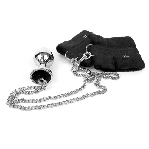 Наручники с металлической анальной пробкой Art of Sex Handcuffs with Metal Anal Plug size M Black - 2