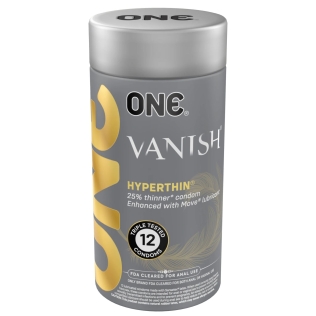 Презервативи із надтонкого латексу з преміальним силіконовим мастилом ONE Vanish Hyperthin 12 штук