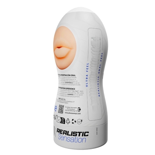Мастурбатор в колбе Ротик бежевый Alive Maxi Flex - 3