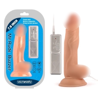 Реалистичный вибратор на присоске Mr. Rude Buzzer Flesh 7.9 телесный