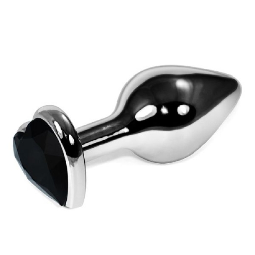 Анальна пробка сталева з чорним кристалом у вигляді сердечка Lovetoy IXI40351 - 2