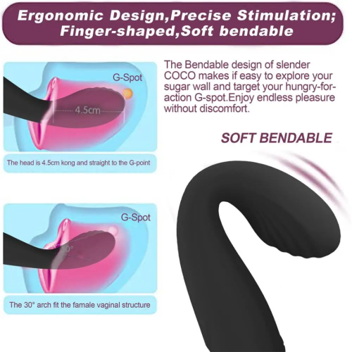 Вагінальний вібратор для точки G чорний Blue massager Flamingo - 4
