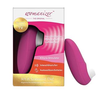 Вакуумный вибратор для клиторальной стимуляции розового цвета Womanizer Mini Red Wine