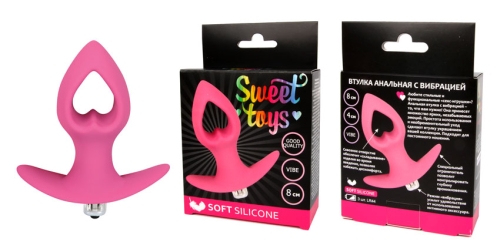 Втулка анальна з вібрацією Sweet Toys L 80 мм d 40 мм, Колір Рожевий - 1