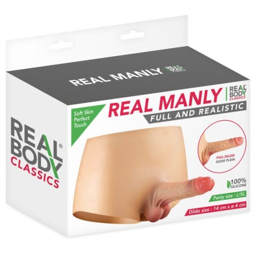 Страпон реалистичный полый мужской с трусами телесного цвета Real Body full and realistic размеры L/XL - 5