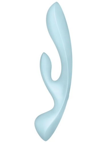 Вібратор із відростком для клітора блакитного кольору Satisfyer Triple Oh - 2