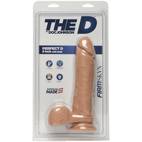 Фалоімітатор 19,1 см/5,1 см реалістичний на присоску Doc Johnson The D-Perfect D-8 Inch With Balls-FIRMSKYN - 2