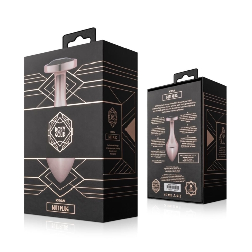 Анальна пробка золотиста із чорним кристалом Rosy Gold Nouveau Butt Plug - 5