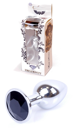 Анальна пробка S сріблястого кольору із кристалом чорного кольору BOSS of TOYS Jewellery plug - 1