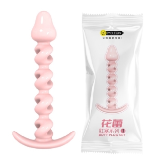 Анальная пробка ребристая телесная Meleon Flower Bud Butt Plug