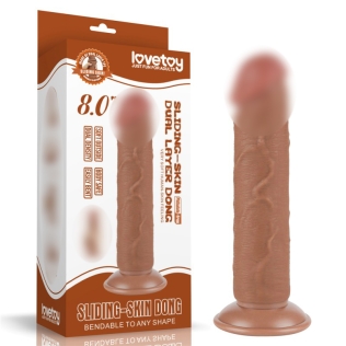 Фаллоимитатор на присоске реалистичный  Sliding Skin Dual Layer Dong  8.0 коричневый