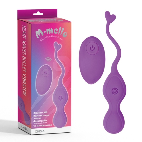 Віброяйце з хвостиком фіолетового кольору Chisa Heart Waves Bullet Vibrator - 1