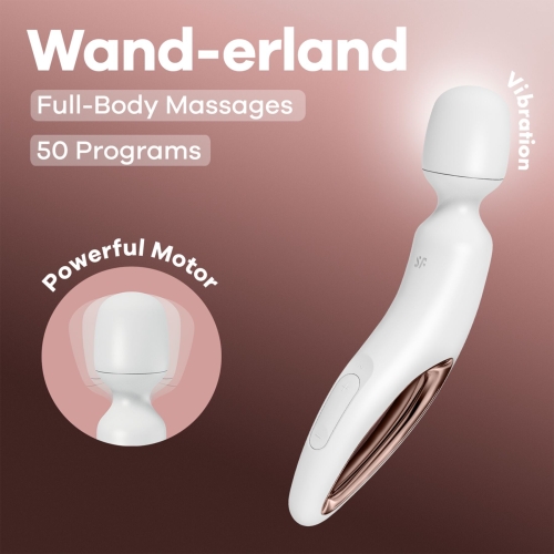 Вибромассажер Ванд в форме микрофона белый с золотистым Satisfyer Wand-erland - 6
