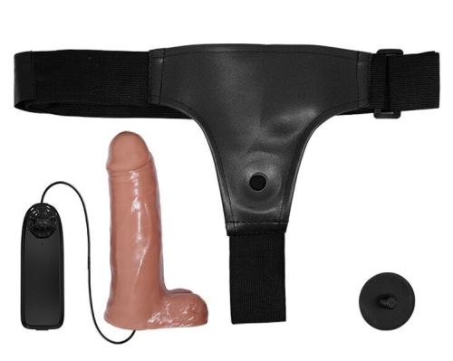 Страпон с вибрацией на ремне коричневый Ultra Passionate Harness Realdeal Penis 6.2 - 8