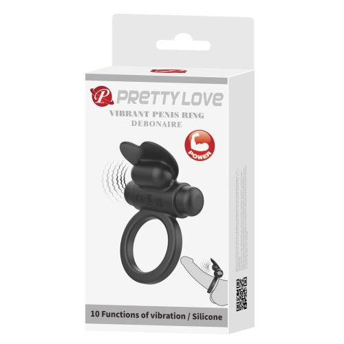 Эрекционное виброкольцо на член черного цвета Lybaile Pretty Love Debonaire - 11
