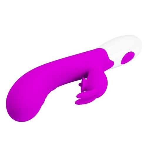 Вибратор-кролик с отростком для клитора розовый Pretty Love CERBERUS RABBIT VIBRATOR - 3
