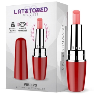 Мини вибратор для клитора в форме помады красный Latetobed Viblips Lipstick Stimulator Red
