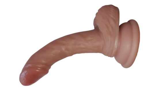 Фаллоимитатор реалистичный с мошонкой на присоске силиконовый телесный OYO - Dildo Double Layer Silicone YQW-040 - 5