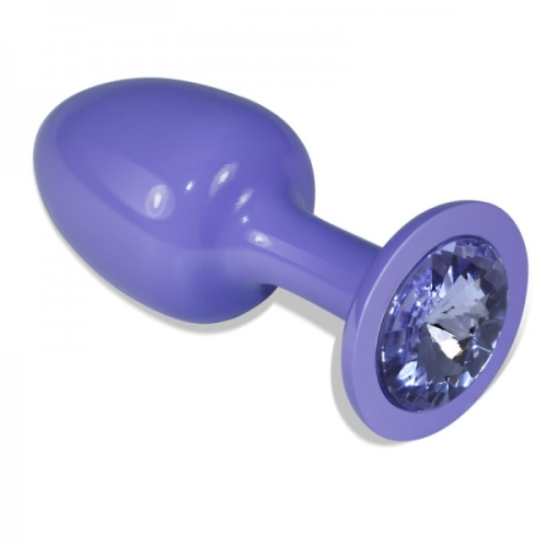 Анальна гладка пробка фіолетова зі стразами Lovetoy - 2