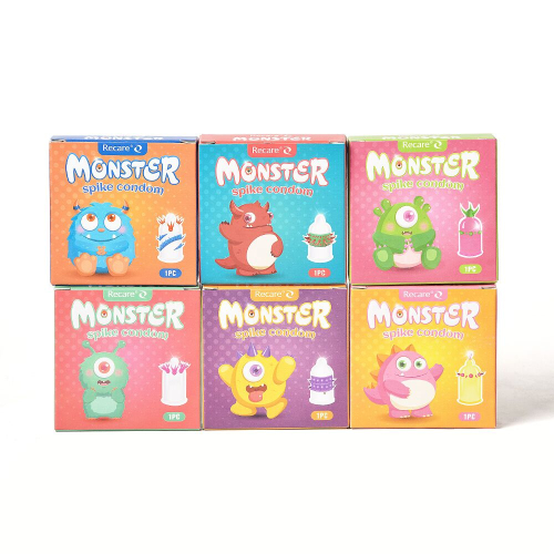 Презерватив прозрачный с с усиками и спиралью шипов Recare Monster Spike Condom - 8