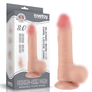 Фаллоимитатор реалистичный на присоске Sliding Skin Dual Layer Dong Flesh 8.0 телесный