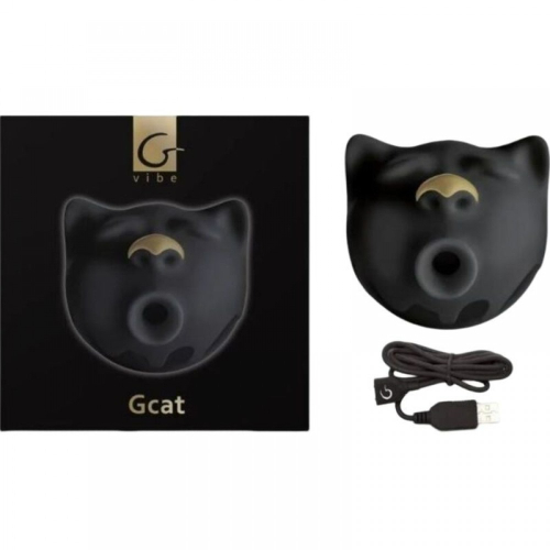 Вакуумний стимулятор клітора у формі кота силіконовий чорний Gvibe Gcat - 2