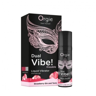 Жидкий вибратор со вкусом коктейля Клубничный джин и тоник Dual Vibe Liquid Vibrator Strawberry Gin And Tonic 15мл