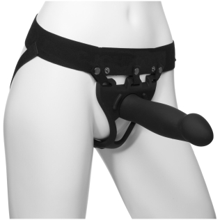 Силиконовый полый страпон унисекс с трусиками черный Doc Johnson Body Extensions BE BOLD