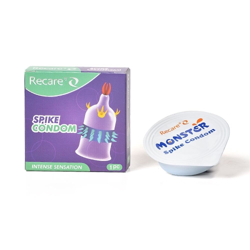 Презерватив прозрачный с усиками и рядами шипов Recare Spike Condom - 3