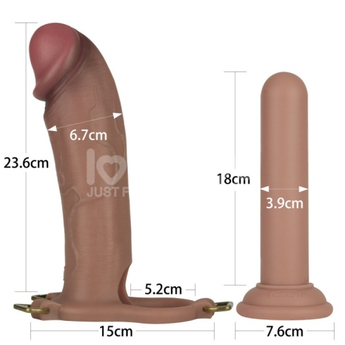 Страпон ремінний порожнистий чоловічий тілесного кольору Lovetoy Ingen 10 Enhanced Set розміри XS/S/M - 2