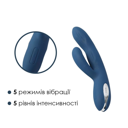 Вибратор с отростком для клитора синего цвета Svakom Aylin - 3