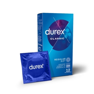 Презервативы классические латексные с силиконовой смазкой Durex Сlassic 12 штук