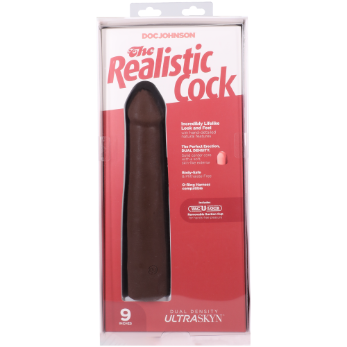 Фаллоимитатор реалистичный на присоске коричневый Doc Johnson The Realistic Cock ULTRASKYN - 9 Inch Chocolate - 10