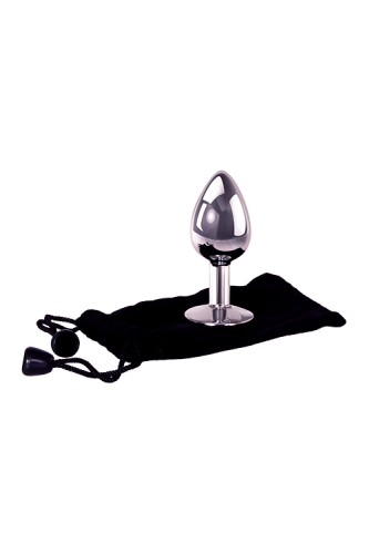 Анальная пробка металлическая серебристого цвета с розовым камешком Adam &amp;amp; Eve Anal plug small - 3