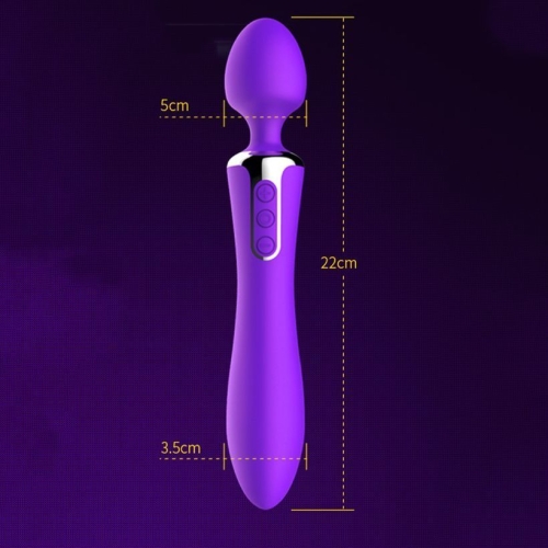 Вібромасажер двосторонній для інтимних місць Leten AV Heat Purple з підігрівом (м'ята упаковка) - 6