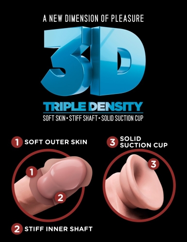 Фалоімітатор реалістичний на присосці тілесного кольору Pipedream King cock plus triple density cock - 6
