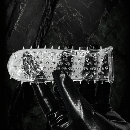 Закрытая насадка на член с шипами прозрачного цвета Sexy desires Spikes hat - 1