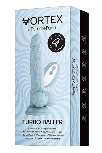 Вибратор реалистичный на присоске голубого цвета Femme Funn Turbo Baller - 5