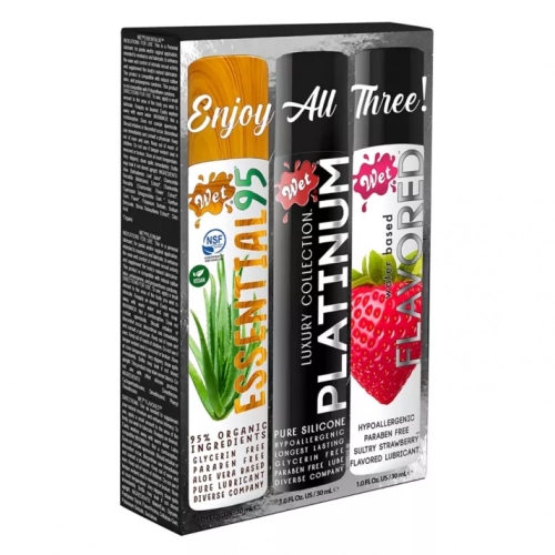 Набір лубрикантів на водній та силіконовій основах Wet 3 штуки по 30 мл - 2