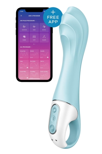 Вібратор для точки G з керуванням зі смартфона блакитного кольору Satisfyer Air Pump Vibrator 5+ - 1
