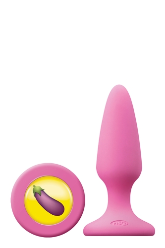 Анальний силіконовий затор рожевого кольору із заглушкою смайликом NS Novelties Mojis dck medium - 1