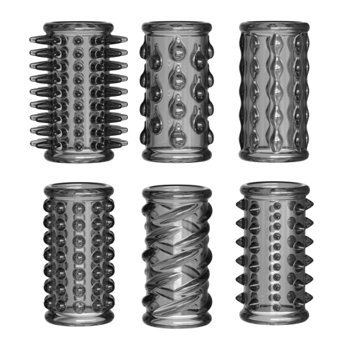 Набір із 6 стимулюючих насадок на пеніс чорного кольору Meleon - Ejaculation Control Rings - 2