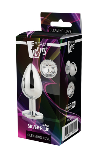 Анальная пробка серебристая с бесцветным камнем 9,5 х 4,3 см Dream Toys Gleming Love - 2