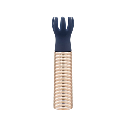 Вібромасажер Ванд золотистого кольору з 5 синіми насадками Pillow Talk Secrets Desires 6 Piece Mini Massager - 5