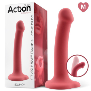 Фаллоимитатор гибкий из силикона  ACTION BOUNCYкрасного цвета