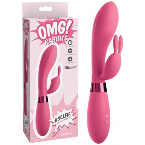 Вибратор с отростком для клитора розового цвета Pipedream OMG Selfie Silicone Vibrator - 3