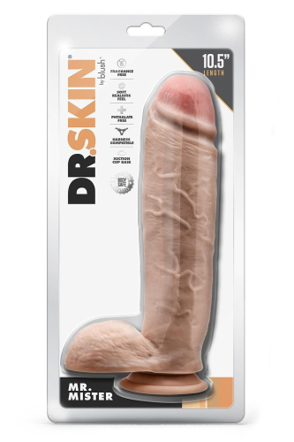 Фалоімітатор гігант реалістичний з яєчками на присосці бежевий Blush Dr. - 5
